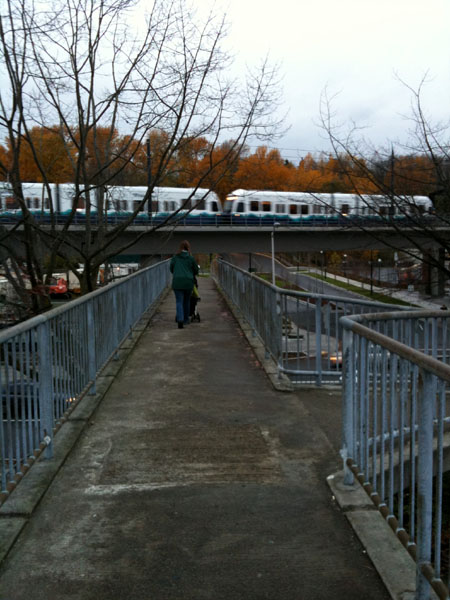 pedestrian bridge over Rainier and MLK on the way to Mt. Baker Station