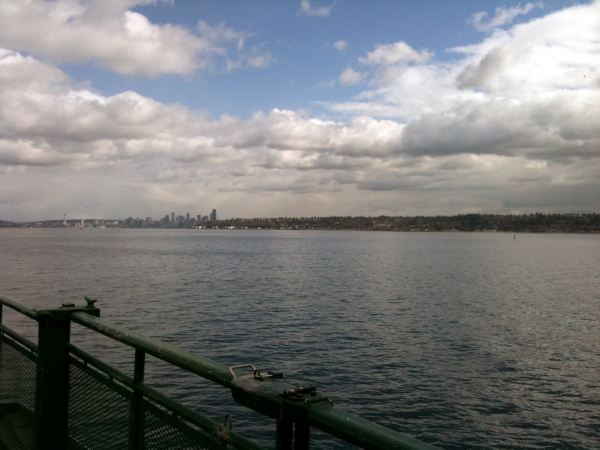 Seattle skyline and West Seattle from Bremerton Ferry